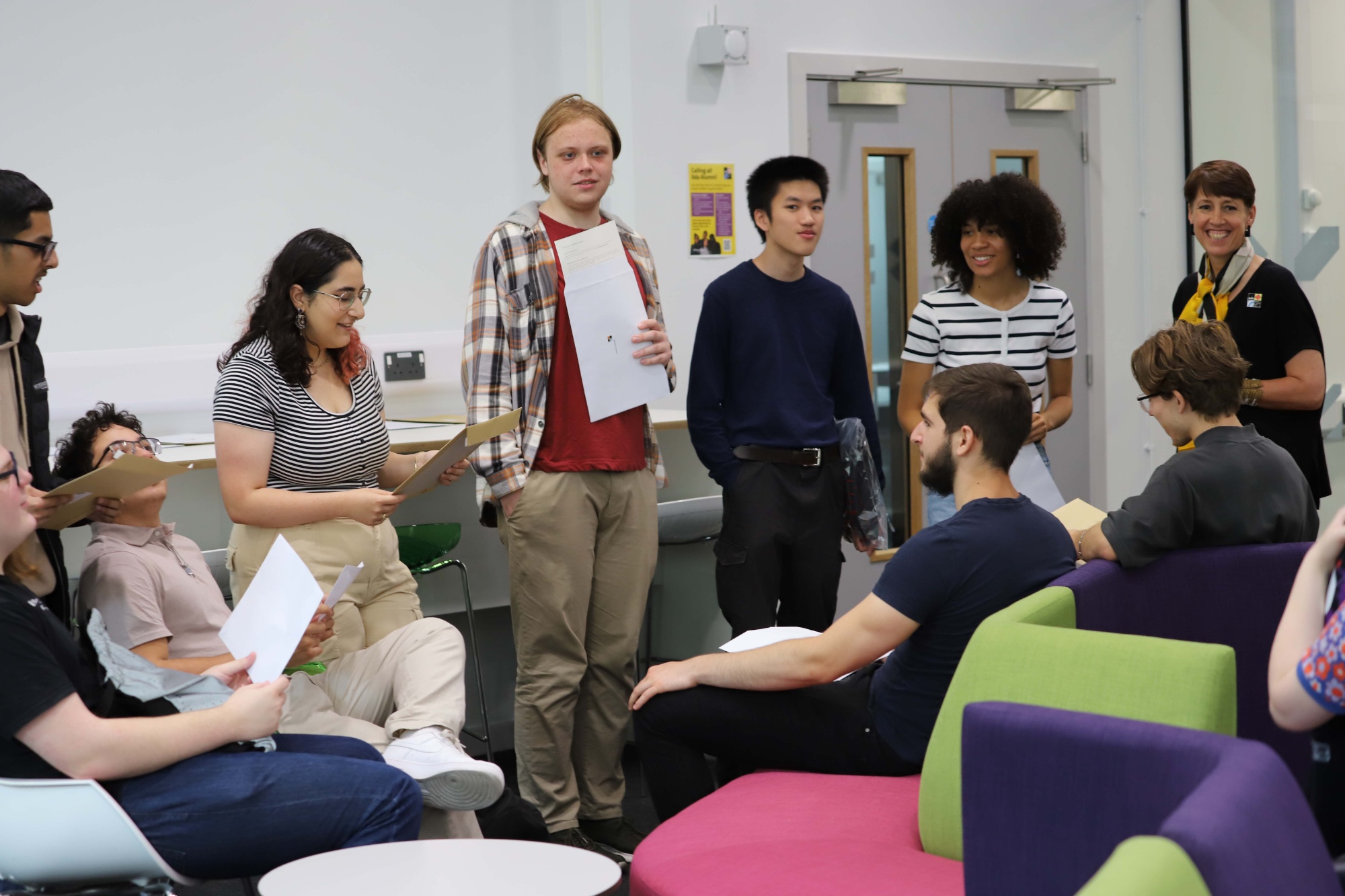 Year 13 students collecting their results at our Ada London Victoria new campus